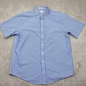 L.L. Bean Shirt Mens Large Blue/White Wrinkle Free Traditional Fit Cotton S/S